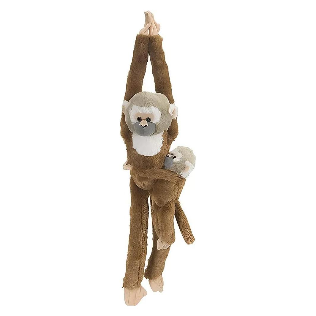Wild Republic Plüsch hängendes Eichhörnchen-Äffchen mit Baby (51 cm) (15264)