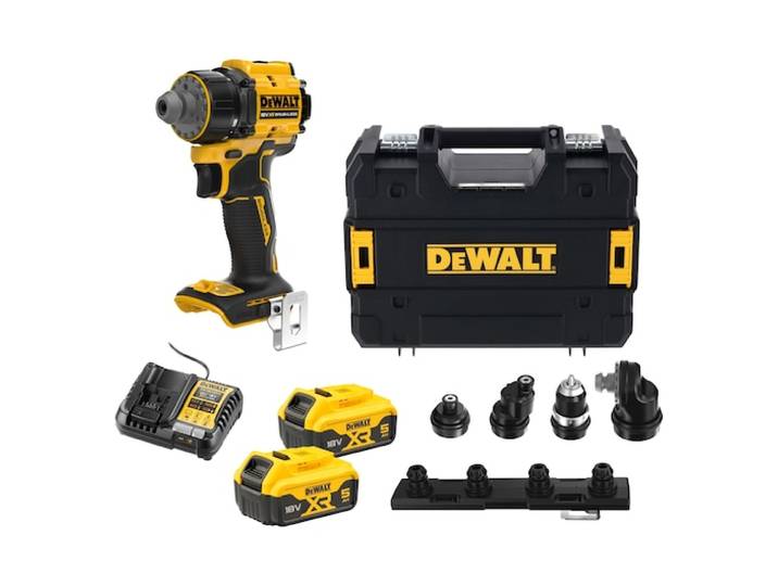 Dewalt – Perceuse-visseuse À Têtes Multiples 18v 5ah Brushless – Couple 73nm – 2 Batteries – Mandrins Interchangeables – Dcd803p2tqw