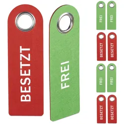 Relaxdays Türschild "Besetzt Frei", 10er Set, WC Schild zum Aufhängen, beidseitig, Bad & Büro, Filz Türhänger, rot/grün