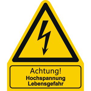 Abtec Hinweisschild ISO 7010 W012, Folie, 24 x 21 cm, Warnzeichen, Hochspannung Lebensgefahr