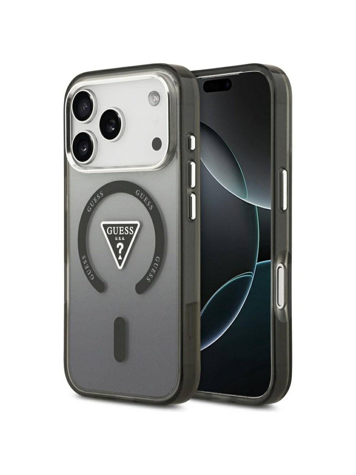 GUESS IML Gradient Triangle Logo MagSafe Case for iPhone 17 Pro - Black