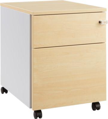 Schäfer Shop Pure Rollcontainer 36, Stahl/Holz, 1 Schub, Ahorn-Dekor/weißaluminium