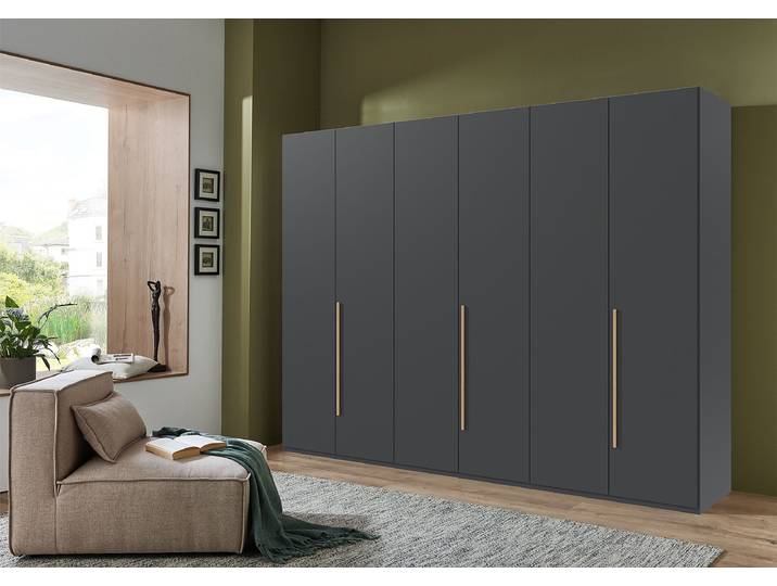 Drehtürenschrank London 270cm Grau/Graphit Comfort Braun