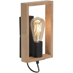 LED Wandleuchte, schwarz, Holzrahmen, Wippschalter, Metall, 1 flammige Wandlampe