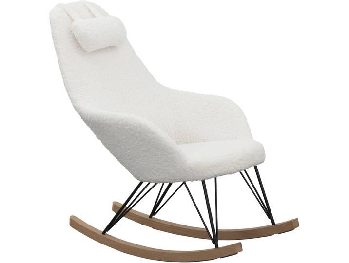 Schaukelstuhl Teddy II Weiss Stoff B 67 cm - Schaukelstuhl