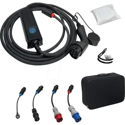 EM2GO EM016 - Mobiles Ladegerät mit 4 Adaptern, 3,6 - 16 kW, 6m