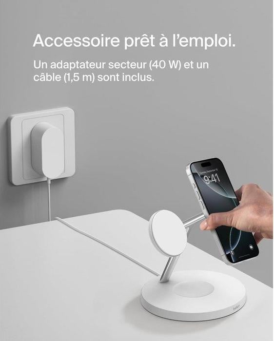 Belkin BoostCharge 3-in-1 Qi2 draadloos laadstation voor iPhone, Apple Watch en AirPods - Wit