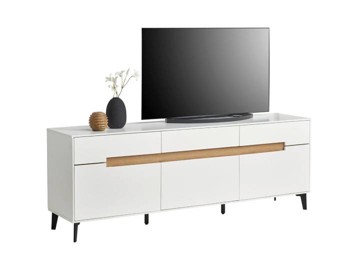 Novel Lowboard, Schwarz, Weiss, Eichefarben, Metall, Holzwerkstoff, 3 Schublade(n) Schubladen, 176x64x40 cm, Bsci, stehend, Wohnzimmer, TV Möbel, Lowboards, Lowboards stehend