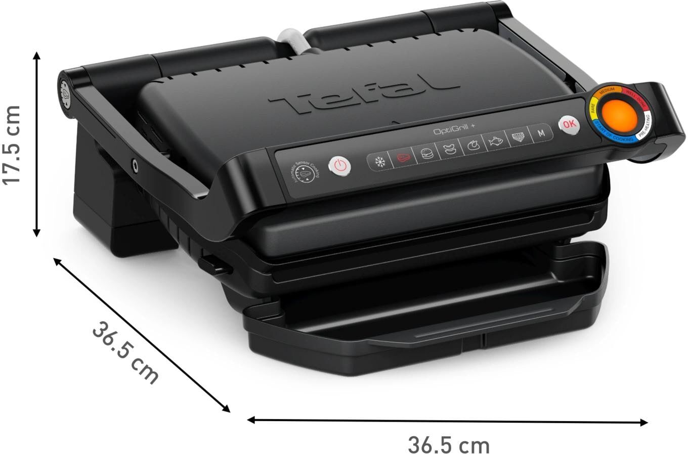 Kontaktgrill TEFAL "OptiGrill+ GC7178 2000 W", schwarz, Kontaktgrill_Standgrill_Tischgrill_Teppanyakigrill, Kontaktgrill schwarz Einheitsgröße