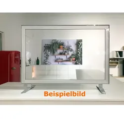Hygieneschutzwand Novocal gerade mit Durchreiche transparent, Scheibe aus Plexglas, Rahmen und Fuß aus Metall