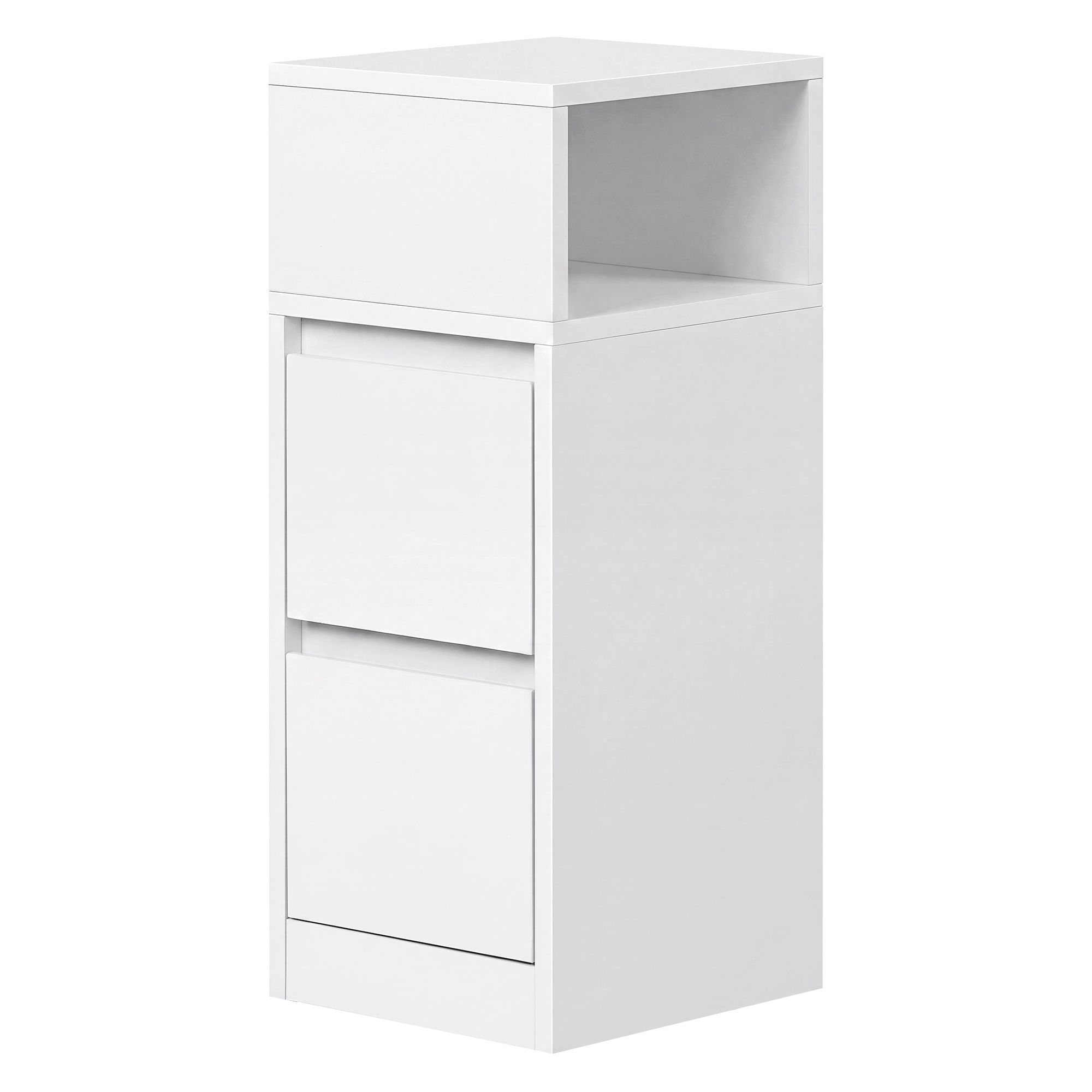 VASAGLE Nachttisch schmal, Beistelltisch mit 2 Schubladen und offenem Fach LETB35656W01