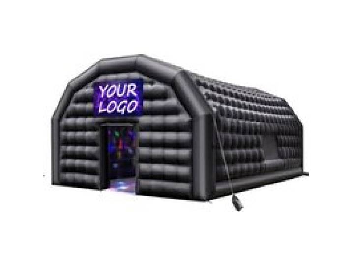VEVOR Aufblasbares Partyzelt 9x6x4 m, Würfelzelt für Disco Nachtclub, Pavillon Hochzeitszelt mit 1100 W Gebläse, Sandsack, 2 Fenster für Veranstaltungen, Geburtstag, Hochzeit, Schwarz