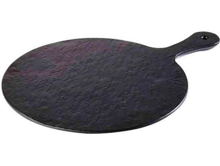 Servierplatte APS Slate Rock 30 cm , schwarz, B:30cm H:1,5cm L:42cm Ø:30cm, Melamin, Servierplatten, Servierplatte, Schieferplatte