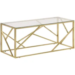 vidaXL Couchtisch Golden Edelstahl und Hartglas