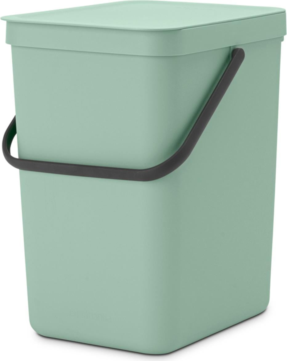 Brabantia Sort & Go afvalcontainer met deksel en handvatten, groen, 25 liter