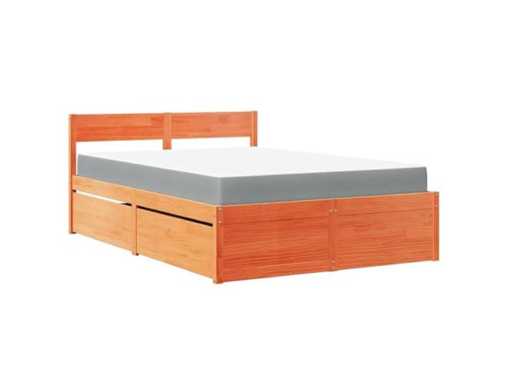 Makastle Bett mit Schubladen Wachsbraun 140x190 Kiefernholz 4 Bettschubladen