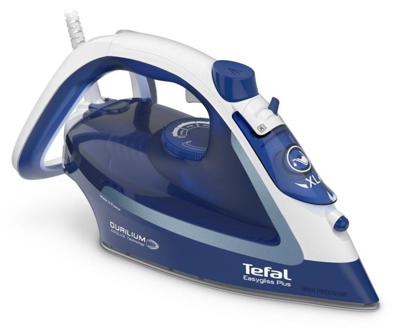 Tefal EasyGliss Plus FV5735 Stoom- en droogstrijkijzer met Durilium strijkzool, Blauw/Wit