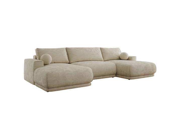 WOHNLANDSCHAFT RINA U Beige Schenille glatt