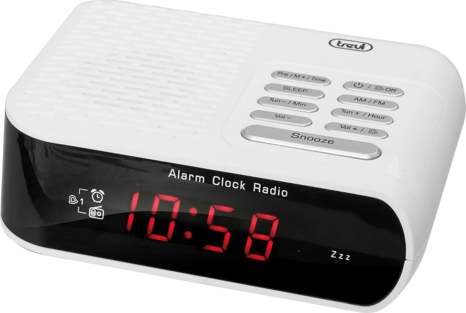 Trevi RC 827 D Digitale Klok met AM/FM Radio, Rood/Wit, Netstroom