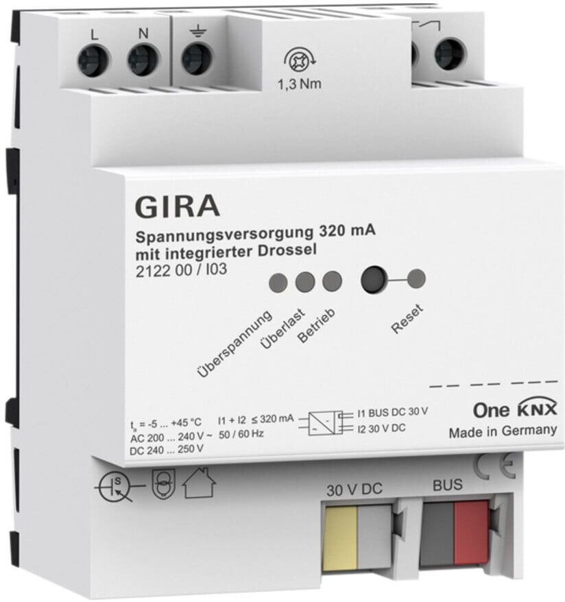 Gira KNX-Spannungsversorgung 320mA Drossel REG 212200)