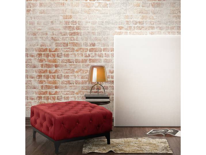 Polsterhocker 80 x 45 x 80cm Rot Samt Ravi: Bordeaux