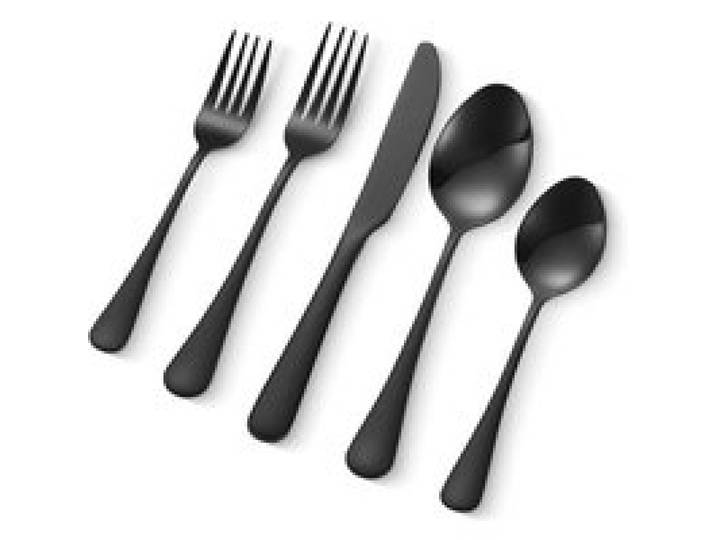 VEVOR 30-delige bestekset van roestvrij staal voor levensmiddelen, spiegelgepolijst servies, vaatwasserbestendig servies, servies voor 6 personen, inclusief mes, vork en lepel, zwart