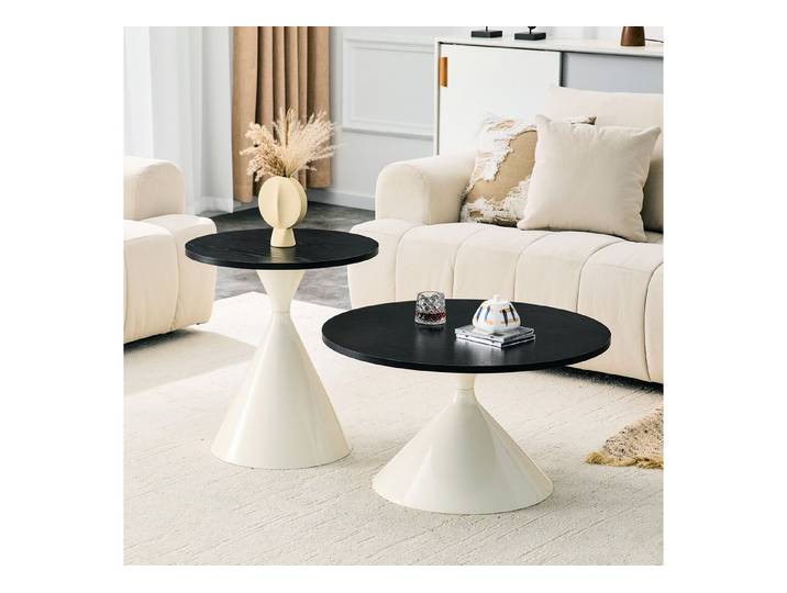 OKWISH Couchtisch Beistelltisch Sofatisch (mit stabilem Metallgestell für verschiedene Räume, 2-St., mit stabilem Metallgestell für verschiedene Räume), platzsparende Wohnzimmertische in Holzoptik