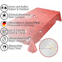 Weihnachtstischdecke Schneeflocken Rot abwaschbar Wachstuch Wachstuchtischdecke - 1000 x 140 cm (10 m), Schnittkante