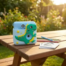 Tolle 20MP Kinder Sofortbild-Druckkamera Blau mit Silikonhülle: 1080P Video & 4 Spiele – Beste Digitalkamera für Kreativität und Fotografieren Lernen