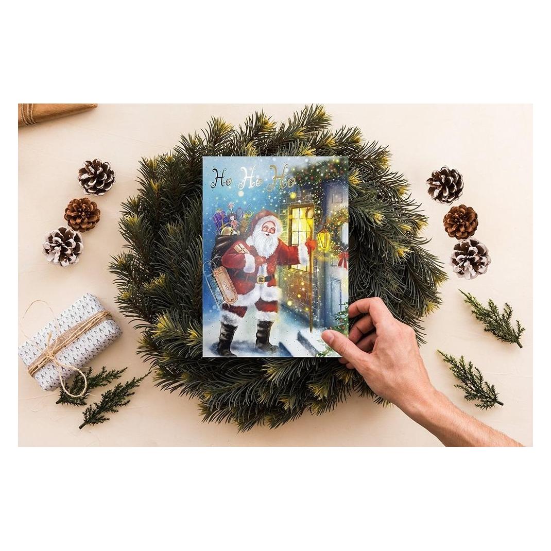 Henry Holt Karte B6 BN Weihnachtsmann vor der Tür (52287490)
