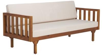 "SAFAVIEH Outdoor Napoli 28.35-Inch Wood Bench, Modern - 28"" W x 68"" D x 24"" H"