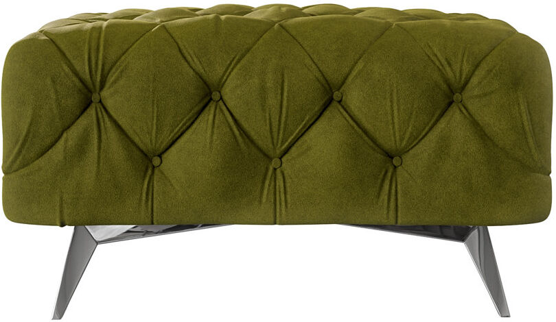 S-Style Furniture Chesterfield Footstool Bixby with Silver Metal Legs Olive 45cm H X 80cm W X 80cm D