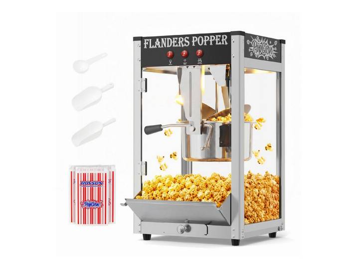 VINGLI Popcornmaschine Popcorn Machine Popcorn Maker 800 W 10 OZ 40 Tassen Popcorn, 3–5 Min. Aufpoppzeit, 3D‑Zyklus‑Heizsystem, mit Schublade