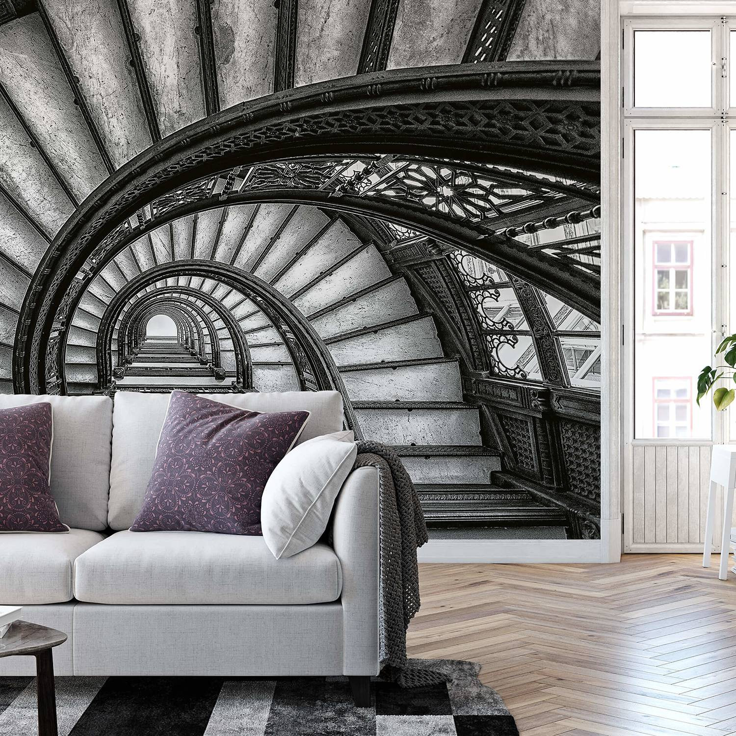 home24 Fotobehang Old Stairs Abstract City Grijs B: 200 cm