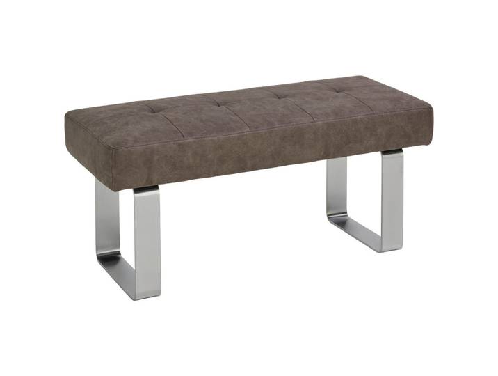 Moderano Hockerbank, Grau, Metall, Uni, 157x51x48 cm, Goldenes M, Fußauswahl, Lederauswahl, Stoffauswahl, Typenauswahl,