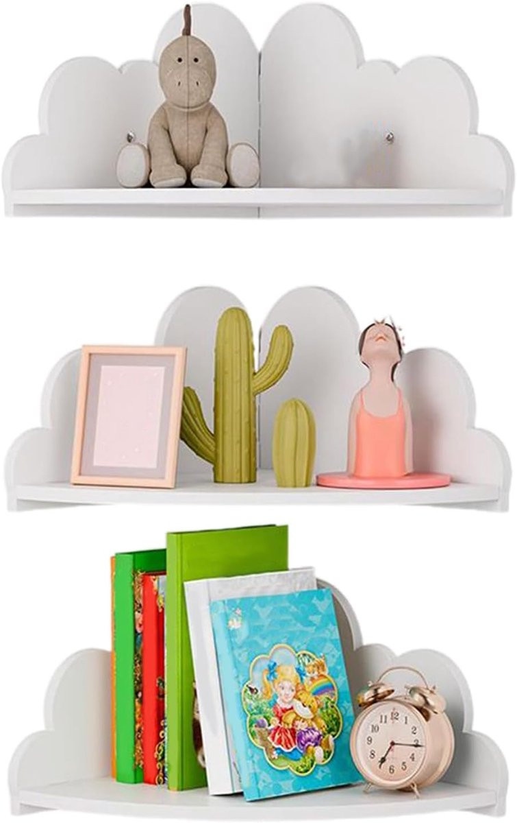 Wolken Hoekplank 3-delig Wandrek voor Boeken en Decoratie