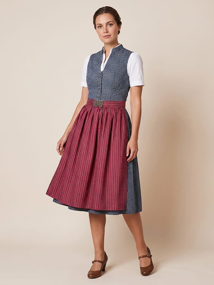 Almsach Dirndl in Dunkelblau/ Rot - 40