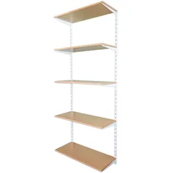Biedrax Wandregal - Grundregal 50 x 40 x 200 cm, Farbe weiss - 5 Fachboden Buche