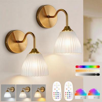 Uplift Picks Gold Rechargeable RGB Wall Sconce With Remote Control 15 Colors white (2 Packs)