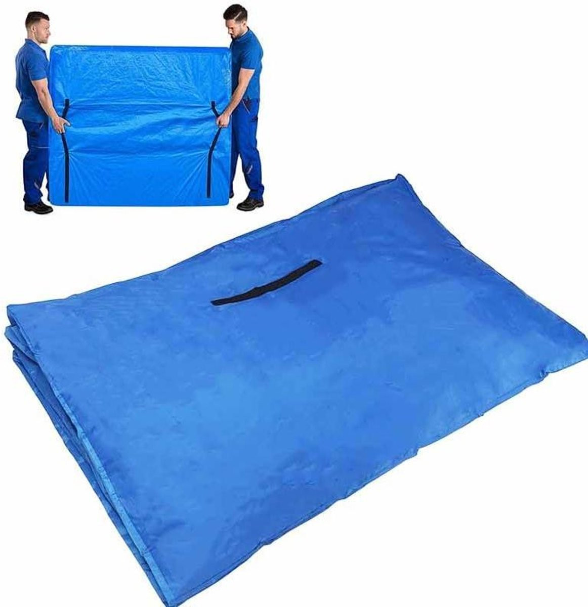 Blauwe waterdichte en scheurvaste matrashoes voor verhuizing en opslag, B/D/H: 208 x 110 x 38 cm