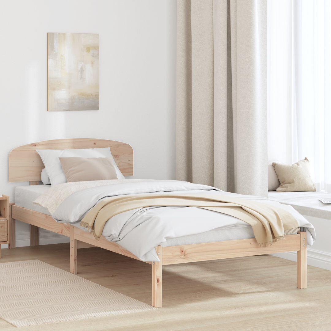 Vidaxl Bed Frame With Headboard Solid Pine Wood Natural Single (3')