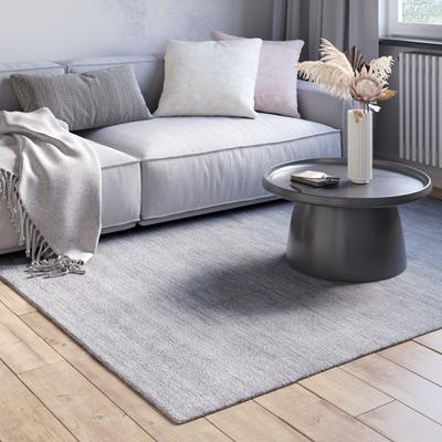 Wollteppich "Isra", grau, B:200cm H:1,5mm L:140cm, Wolle, MYFLAIR MÖBEL & ACCESSOIRES, Teppiche, Kurzflor, Handweb Teppich, meliert, reine Wolle, handgewebt