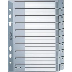 LEITZ Register A5 1-10 PP grau mit Deckblatt
