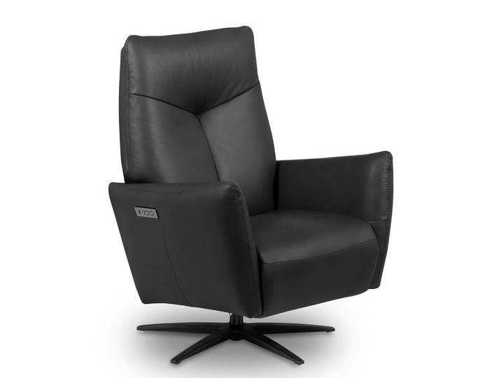 Livetastic Relaxsessel, Schwarz, Metall, Echtleder, Rindleder, 76x107x88 cm, Lederauswahl, Relaxfunktion, USB-Anschluss, USB-C-Anschluss, Sitzfläche 360° drehbar, Wohnzimmer, Sessel, Ledersessel