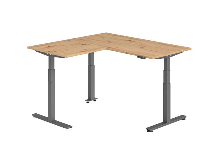 Schreibtisch Office Asteiche elektrische Höhenverstellung 160 x 160 cm - Schreibtisch