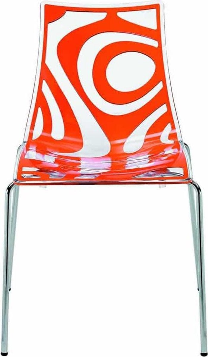 Design kantinestoel Luisa Battaglia doorschijnend oranje stapelbaar