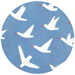 BADEMATTE Vögel - Weiß - Muster Badvorleger 70x70 cm