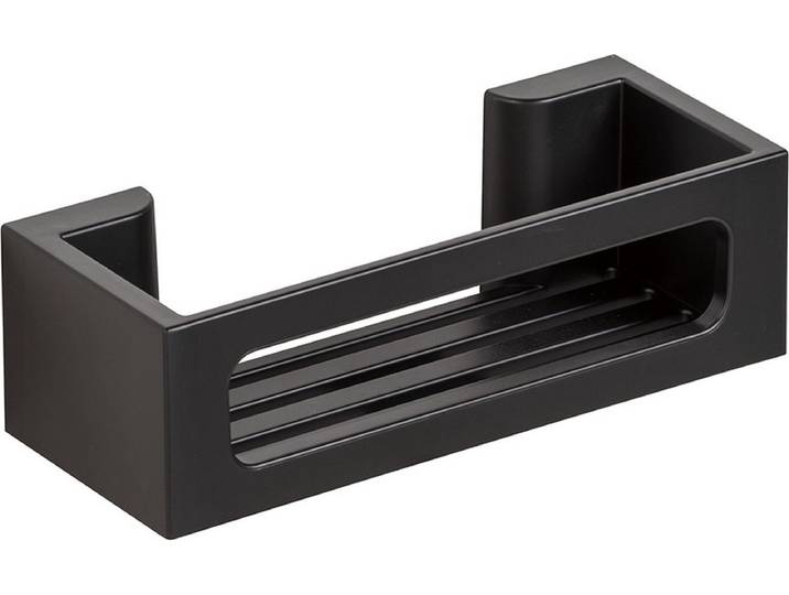 WENKO Turbo-Loc Bralia Wandrek zwart mat 30x9cm - Doucherek - Badrek - Bevestigen zonder boren - Zelfklevend