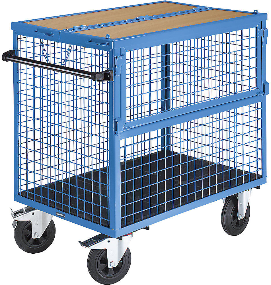 Kastenwagen, Wände aus Stahlgitter, mit Deckel, LxB 1050 x 700 mm eurokraft pro