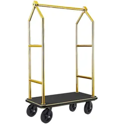 WAS Germany Gepäckwagen Voyager, 112 x 65 x 190 cm, Titanium gold, schwarzer Teppich, Chromnickelstahl 18/8